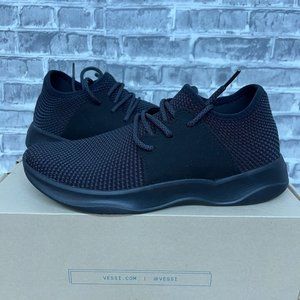 Vessi Everyday All Black Lace Up Waterproof Running Shoes Mens Size‎ 7 New